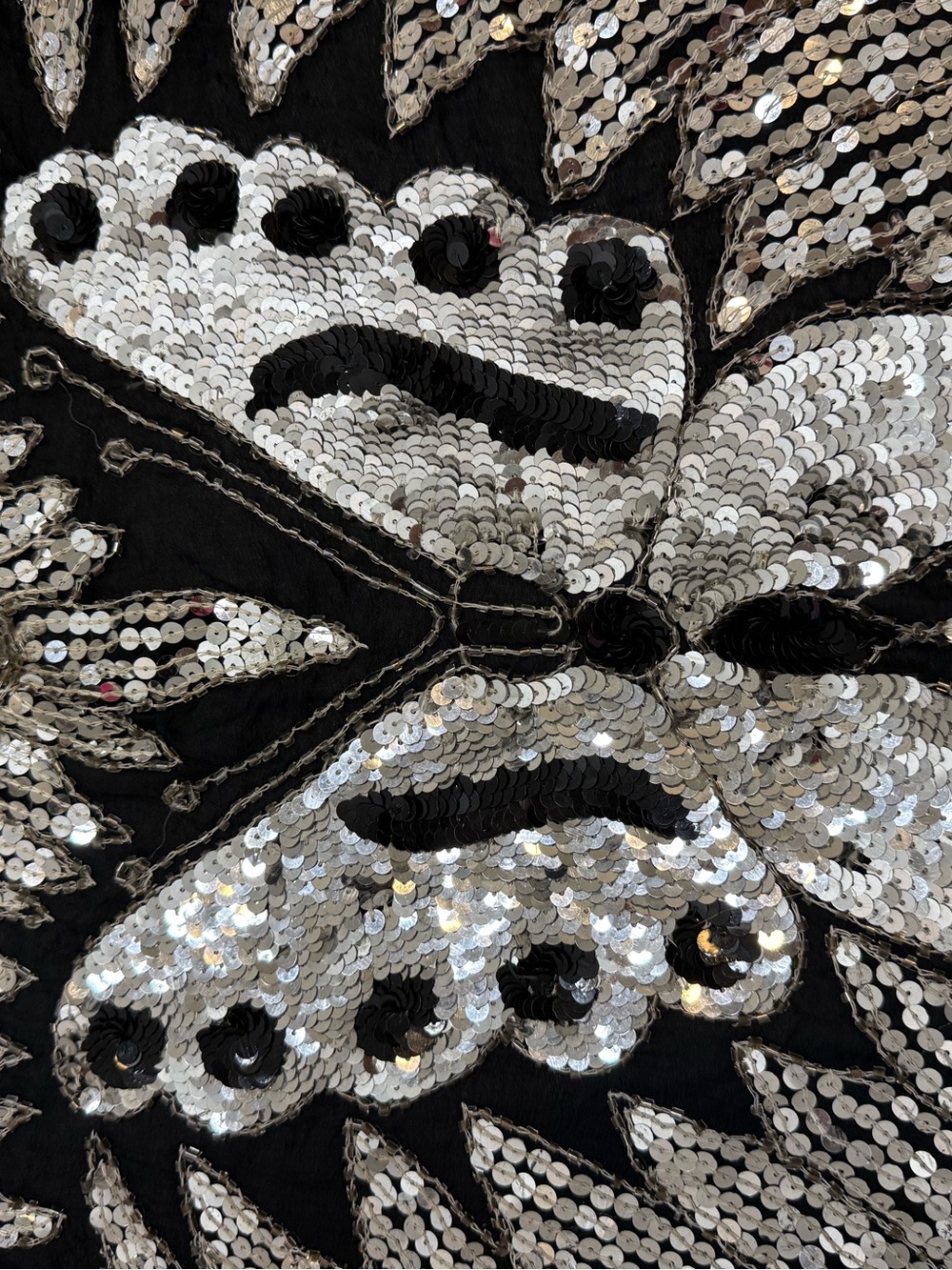 Vintage 80s Sequin Butterfly Embellished Black Women’s shrug scarf - Picture 4 of 6